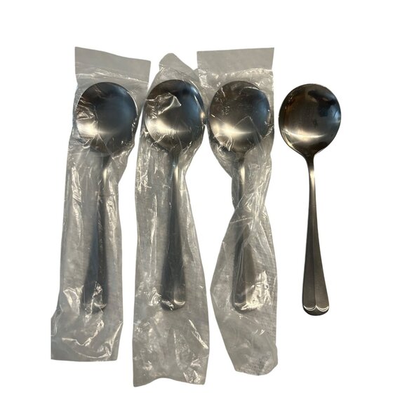 Stanley Roberts Jefferson Manor Stainless Steel Soup Gumbo Spoons Set Of 4 - Picture 2 of 4